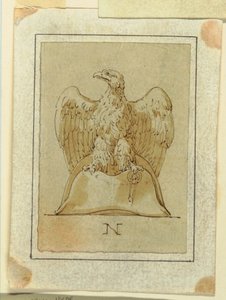 プロジェクト: フランスの双角帽子の上に立っている逆翼のイーグルを展示 作： Felice Giani