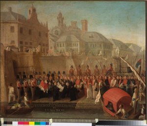 H. S. によるジェノバの自由港への訪問 教皇ピウス7世、1818年頃（キャンバスに油彩） 作： Felice Guascone