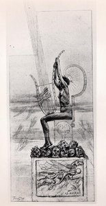 ステファン・マラルム（1842-98）の詩集「大いなる竪琴」の扉絵 作： Félicien Rops