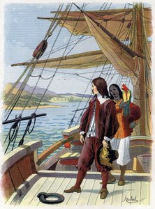 ロビンソン・クルーソー、島を出る - Felician MYRBACH MYRBACH RHEINFELD (1853-1940) For the Book of Daniel Defoe (De foe) Robinson Crusoe.の挿絵。日付はない。1934年頃 作： Felicien baron de Myrbach Rheinfeld