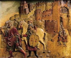 ボアドビルは1492年にグラナダの鍵を渡してグラナダを去る最後のイスラム王。 作： Felipe Bigarny or Vigarny