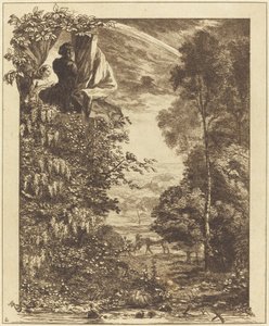 2 人の女性が上から見ている虹の風景 作： Felix Bracquemond