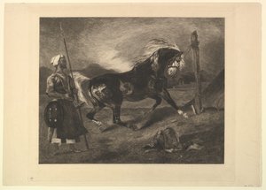 ドラクロワ、1857年後の出資のアラビアの馬。