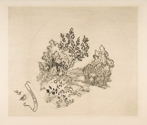 プレートの装飾：小川、1870。 作： Felix Bracquemond