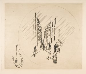 プレートの装飾：雨、1870。 作： Felix Bracquemond