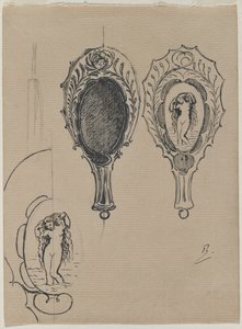 ハンドミラーのデザイン、c。 1900-1902。 作： Felix Bracquemond