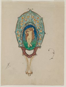 ハンドミラーのデザイン、c。 1900-1902。 作： Felix Bracquemond