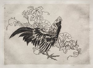 ディナーサービス（ルソーサービス）：酉と朝顔（25番） 作： Felix Bracquemond