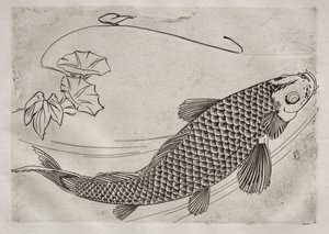ディナーサービスルソーサービス：和風の大きな魚1866 作： Felix Bracquemond