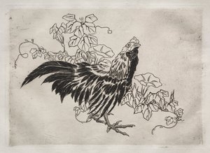 ディナーサービスルソーサービス：鶏と朝顔なし。 25、1866。 作： Felix Bracquemond