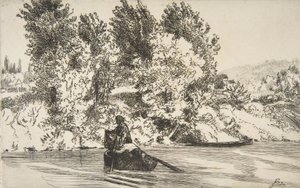 網を持つ漁師、1868年。 作： Felix Bracquemond