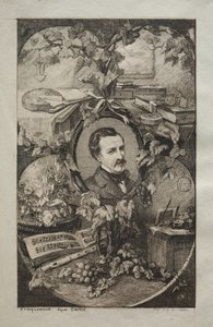 シャンフルーリの新作「フレンズオブネイチャー：シャンフルーリの肖像」1859年の作品。 作： Felix Bracquemond