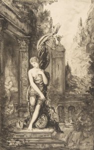 運命を追う男とベッドで彼女を待つ男、1886年。 作： Felix Bracquemond