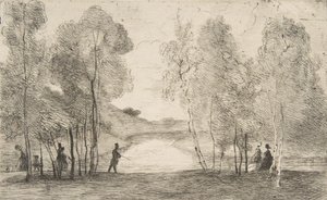 1858年頃のブローニュの森湖。 作： Felix Bracquemond