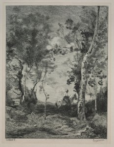 コロット後の風景、または白い馬c。 1858年。 作： Felix Bracquemond