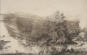 オワーズ川岸の農家、1868年。 作： Felix Bracquemond