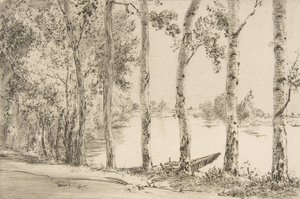 セーヌ川沿いのアスペン、カリフォルニア州。 1884年。 作： Felix Bracquemond