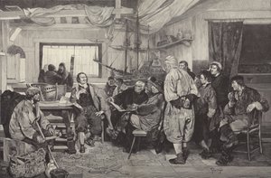 1697年、オランダで造船の技術を教えてもらうピョートル大帝（版画 作： Felix Cogen