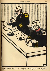 軍事法廷は、1902年3月1日の「L&39;Assiette au Beurre」の特別版「犯罪と罰」からの死刑判決を代名詞 作： Felix Edouard Vallotton