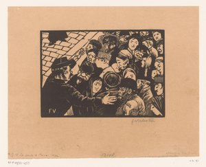 警官が群衆を止める ラ フール ア パリ 作： Felix Edouard Vallotton
