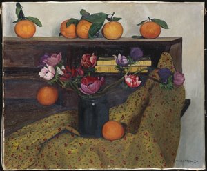 アネモネとオレンジ、1924 作： Felix Edouard Vallotton