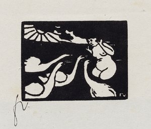 白鳥と水浴びをする人、「Les Petites Baigneuses」のX、1893 作： Felix Edouard Vallotton