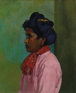 ピンクのブラウスを持つ黒人女性、1910 作： Felix Edouard Vallotton
