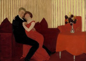 嘘（Le mensonge）。 1898 作： Felix Edouard Vallotton