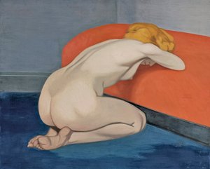 "Femme nue agenouillee devant un canape rouge" 赤いソファの前で跪く裸の女性 par Vallotton, Felix Edouard (1865-1925)