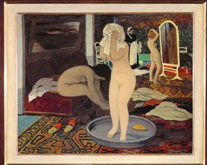 「トイレの女たち（油彩、厚紙） 作： Felix Edouard Vallotton