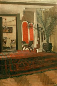 インテリア、階段付きのリビングルーム、foのダイニングルーム 作： Felix Edouard Vallotton