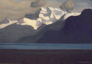 レマン湖とレデントデュミディ、1919年 作： Felix Edouard Vallotton