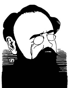 エミール・ゾラ (1840-1902)、フランスの作家の肖像。 Felix Edouard Vallotton (1865-1925) による彫刻 作： Felix Edouard Vallotton