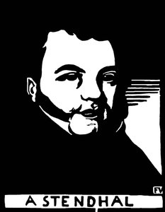 アンリ・ベイル・スタンダール (1783-1842)、フランスの作家の肖像。 Felix Edouard Vallotton (1865-1925) による彫刻