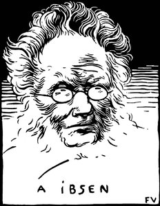 Henrik (Henri) Johan Ibsen (1828-1906)、ノルウェーの劇作家の肖像。 Felix Edouard Vallotton (1865-1925) による彫刻 作： Felix Edouard Vallotton