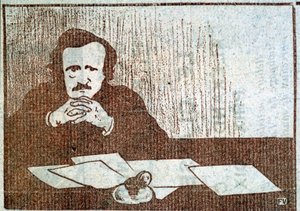エドガー・アラン・ポーの肖像 - Félix Vallottonによるエングレーヴィング、1900年頃 作： Felix Edouard Vallotton