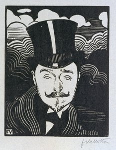 Romain Coolus（1865-1952）の肖像（木版画） 作： Felix Edouard Vallotton