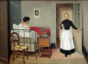 患者（Helene Chatenay）。フェリックス・ヴァロットン（1865-1925）の絵 作： Felix Edouard Vallotton