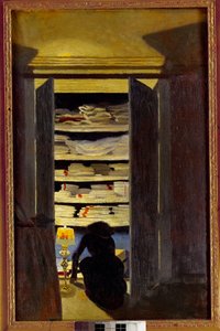 クローゼットの中を探す女性フェリックス・ヴァロットン（1865-1925）の絵画 Ec.フォロー、20世紀。プライベート・コレクション 作： Felix Edouard Vallotton