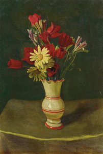 黄色のヒナギク、黄色のテーブルクロス、1915 作： Felix Edouard Vallotton