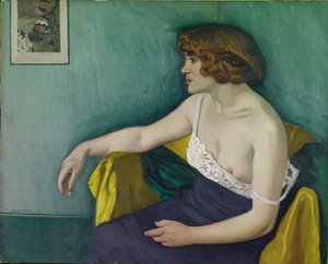 プロファイルに座った若い女性、1914年 作： Felix Edouard Vallotton