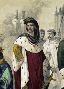 Capétiens 1270 - 1322: Philippe IV le bel と Jacques de Molay (Molai) - 「La Monarchie francaise en estampe」で、Monsieur Fossey が描いた 作： Felix Fossey