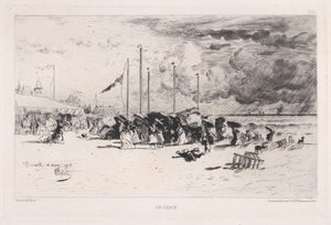 トルヴィルでのスコール、1874年。 作： Felix Hilaire Buhot