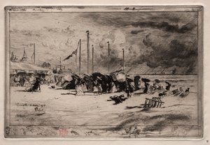 トルビルのスコール、1874年。 作： Felix Hilaire Buhot
