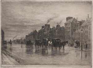 ケドロテルデューの冬の朝、1876年。 作： Felix Hilaire Buhot
