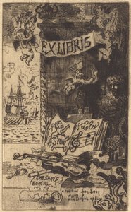 Ex-libris de Léon Lerey (レオン・ルレのEx-libris) 作： Felix Hilaire Buhot