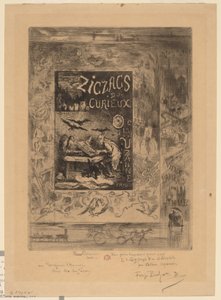 1888年、オクターヴ・ウザンヌ作「キュリューのジグザグ」の口絵。 作： Felix Hilaire Buhot
