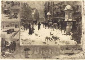 冬のパリ パリの冬、1879年。 作： Felix Hilaire Buhot