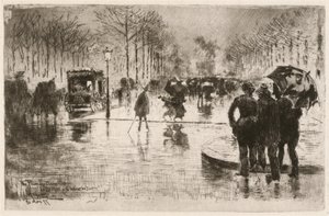 Le retour des artistes アーティストの帰還、1877 年。 作： Felix Hilaire Buhot