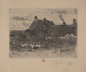 小さなコテージ、1878年。 作： Felix Hilaire Buhot